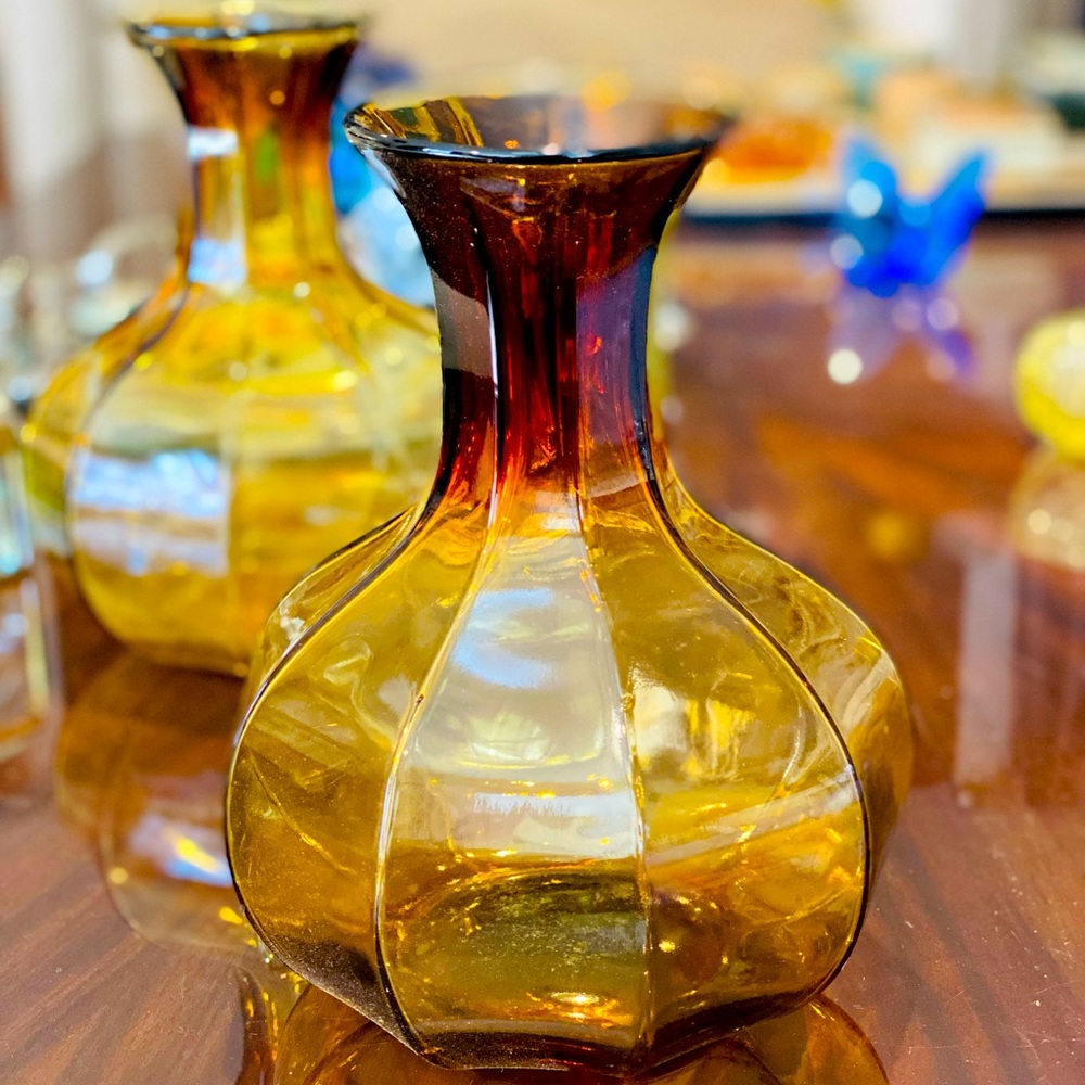 Vintage Tiara Ombré Amber Glass Carafe